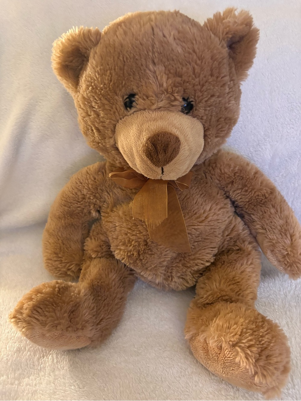 Classic Plush Brown Teddy Bear with Ribbon - Kids Toy